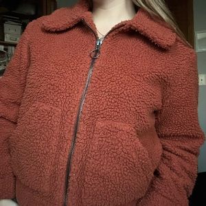 Burnt Orange Sherpa Fall Jacket
